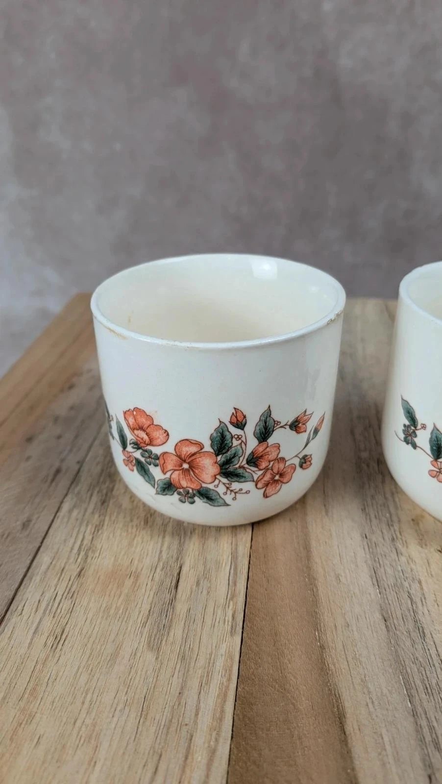 Lote de 3 tazas antiguas de cerámica con decoración floral – photo 2